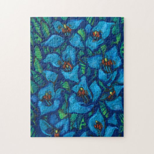 Blue Puya Exotic Blume Abstrakte Blumenbemalung Puzzle (Vertikal)