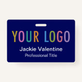 Blue-PVC-Name-Abzeichen mit Logo-Lanyard-Clip oder Ausweis (Vorderseite)