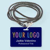 Blue-PVC-Name-Abzeichen mit Logo-Lanyard-Clip oder Ausweis