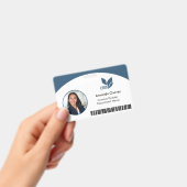 Blue QR Barcode Employee Foto Ausweis (Handheld)