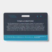 Blue QR Code Foto ID Abzeichen | Unternehmensmitar Ausweis (Rückseite)