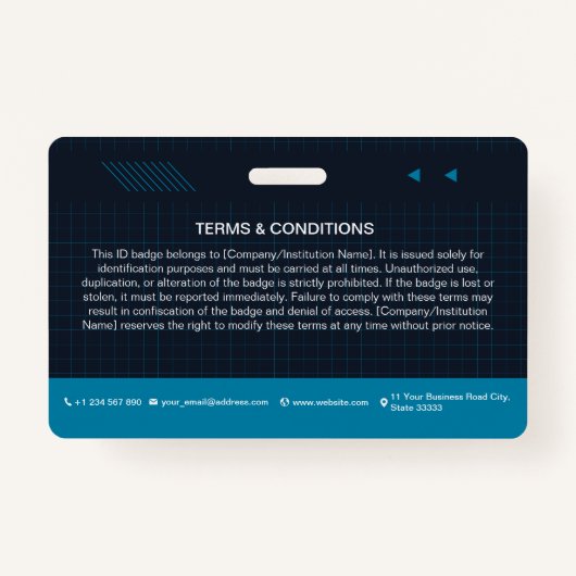 Blue QR Code Foto ID Abzeichen | Unternehmensmitar Ausweis (Rückseite)