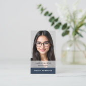 Blue QR Code Foto Minimalistisch Beruflich Visitenkarte (Stehend Vorderseite)