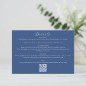 Blue QR Code Hochzeitdetails Begleitkarte (Stehend Vorderseite)