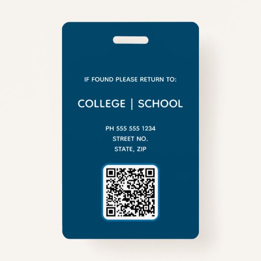 Blue QR Code School Lehrer Foto ID Abzeichen Ausweis (Rückseite)