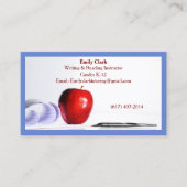 Blue QR Code School Teacher Red Apple   Visitenkarte (Vorderseite)