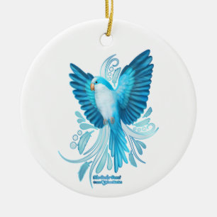 Blue Quaker Parrot Keramik Ornament
