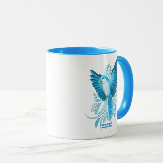Blue Quaker Parrot Tasse (VorderseiteRechts)