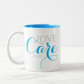 Blue Quarantine Liebe and Care Tasse (Links)