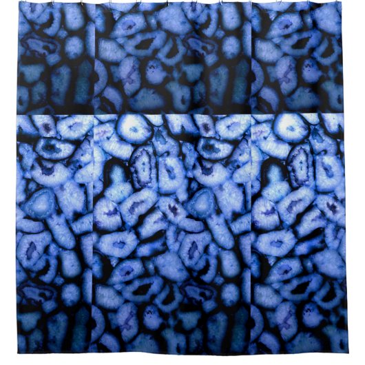 Blue Quartz Agate Geodes Duschvorhang (Vorderseite)