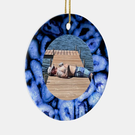 Blue Quartz Agate Geodes Keramik Ornament (Rechts)