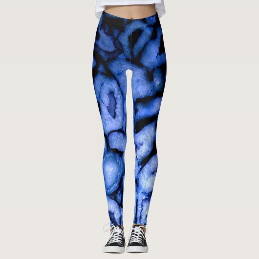 Blue Quartz Agate Geodes Leggings (Vorderseite)