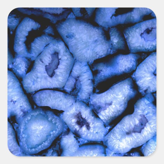 Blue Quartz Agate Geodes Quadratischer Aufkleber (Vorderseite)