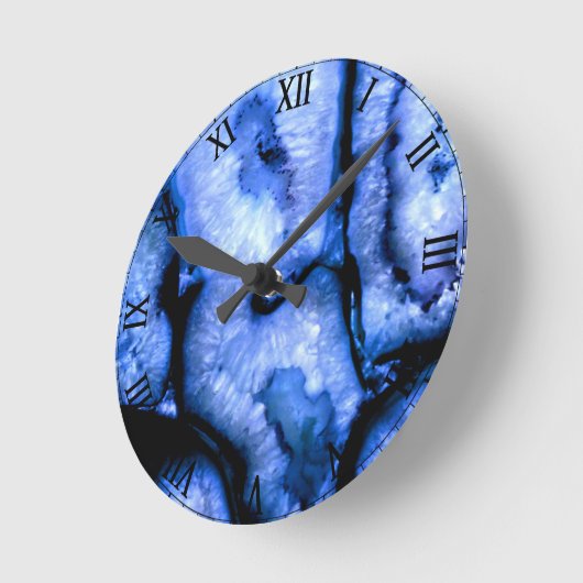 Blue Quartz Agate Geodes Runde Wanduhr (Winkel)