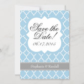Blue Quatrefoil Die Datumsanzeige speichern Magneteinladung (Vorderseite)