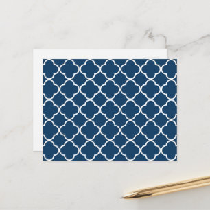 Blue Quatrefoil, Latticework, Trellis Postkarte