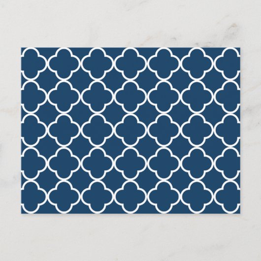 Blue Quatrefoil, Latticework, Trellis Postkarte (Vorderseite)