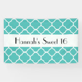 Blue Quatrefoil, marokkanische Trellis, Sweet 16 Banner (Horizontal)