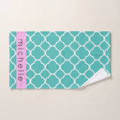 Blue Quatrefoil, Moroccan Trellis, Your Name Badhandtuch Set (Handtuch)