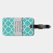 Blue Quatrefoil, Moroccan Trellis, Your Name Gepäckanhänger (Rückseite horizontal)