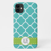 Blue Quatrefolie, marokkanische Trellis, Monogramm Case-Mate iPhone Hülle (Rückseite)
