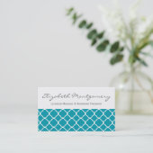Blue Quatrefolie Modern Termin Business Cards (Stehend Vorderseite)