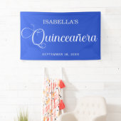 Blue Quinceañera Birthday Elegantes Skript Banner (Insitu)