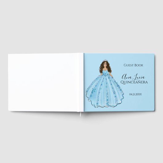 Blue Quinceanera Dress Illustration Gästebuch (Voll)