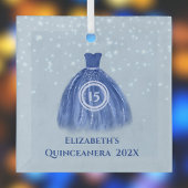 Blue Quinceanera Dress on Lt Blue mit Name und 15 Ornament Aus Glas