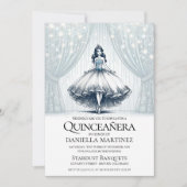 Blue Quinceañera Girl Einladung (Vorderseite)