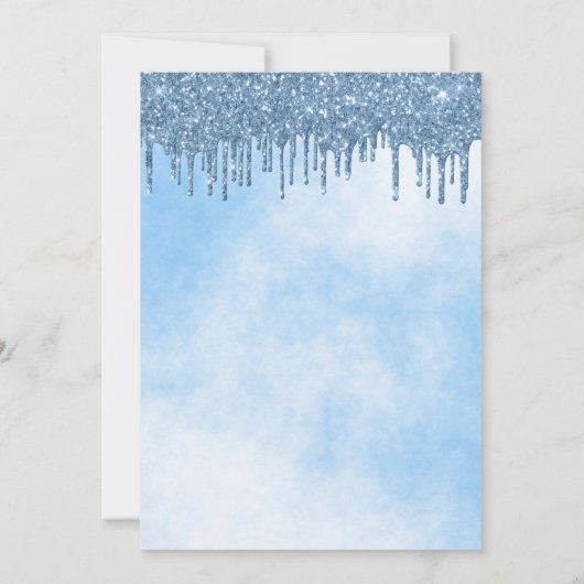 Blue Quinceanera Glitzer elegant luxuriös Einladung (Rückseite)