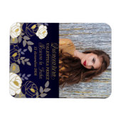 Blue Quinceanera mit Gold Spanisch Save the Date Magnet (Horizontal)