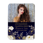 Blue Quinceanera mit Gold Spanisch Save the Date Magnet (Vertikal)