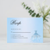 Blue Quinceanera Reply RSVP Card (Stehend Vorderseite)