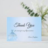 Blue Quinceanera Thank You Card Dankeskarte (Stehend Vorderseite)