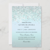 Blue Quinceanera Winter Wonderland Schneeflocken Einladung (Vorderseite)