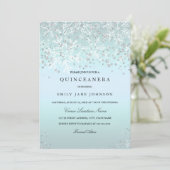 Blue Quinceanera Winter Wonderland Schneeflocken Einladung (Stehend Vorderseite)