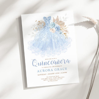 Blue Quinceñera Princess Dress Mis Quince 15 Años Einladung