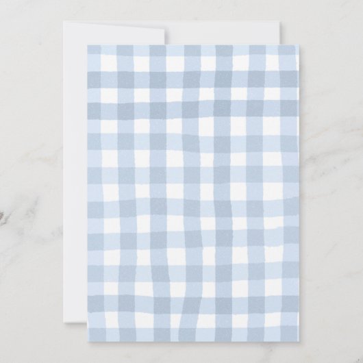 Blue Quirky Gingham Pumpkin Baby Shower Einladung (Rückseite)