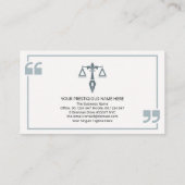 Blue Quotation Mark Rahmengesetze Visitenkarte (Rückseite)