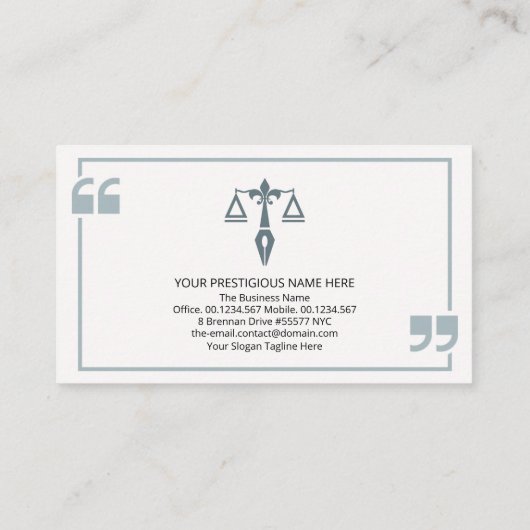 Blue Quotation Mark Rahmengesetze Visitenkarte (Rückseite)