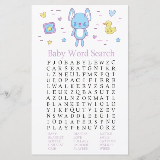 Blue Rabbit Baby Showroom Word Search Game (Vorderseite)
