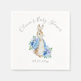 Blue Rabbit Boy Girl Babydusche Napkins Serviette