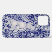 Blue Rabbit Bunny Floral Delft Dedham Animal Case-Mate iPhone Hülle (Rückseite (Horizontal))