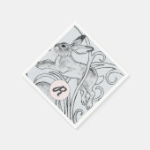 Blue Rabbit Bunny Hare Ostermonogram Art Deco Serviette (Ecke)