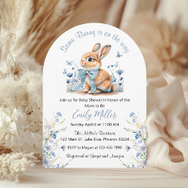 Blue Rabbit Bunny Wildblume Baby Dusche Einladung
