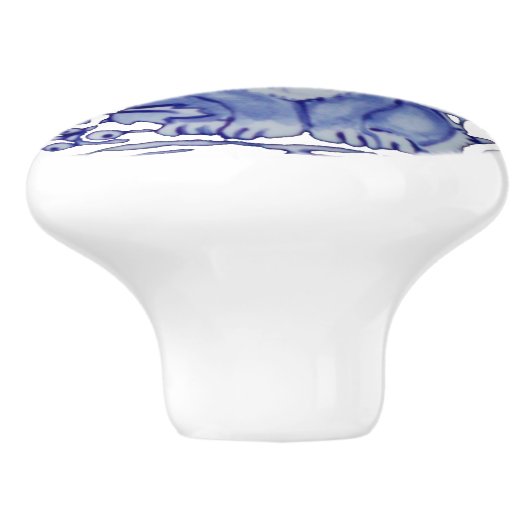 Blue Rabbit Family Floral Delft Dedham Mama Baby Keramikknauf (Seitenansicht)