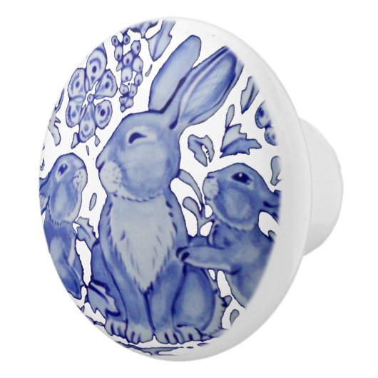 Blue Rabbit Family Floral Delft Dedham Mama Baby Keramikknauf (Rechts)