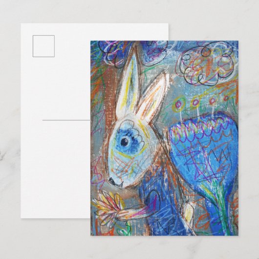 Blue Rabbit Postkarte (Vorne/Hinten)