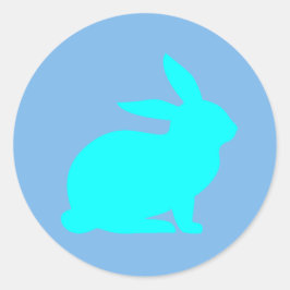 Blue Rabbit Runder Aufkleber